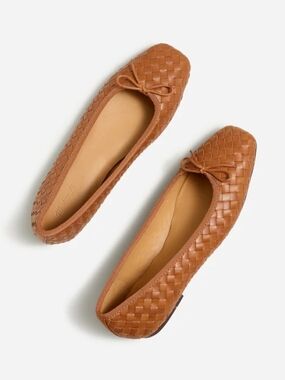 New! Madewell The Anelise Ballet Flat in Woven Leather Warm Coffee